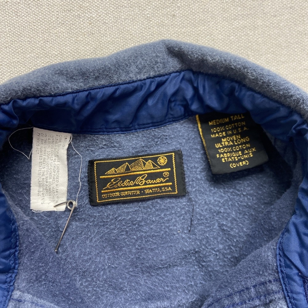 Eddie Bauer Chamois Flannel Shirt Mens M Tall Blue Geese Logo Outdoors 90s Vtg - Picture 3 of 7